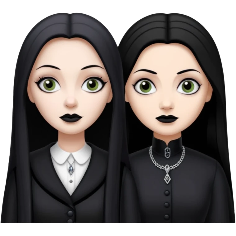 Morticia and Wednesday Addams emoji