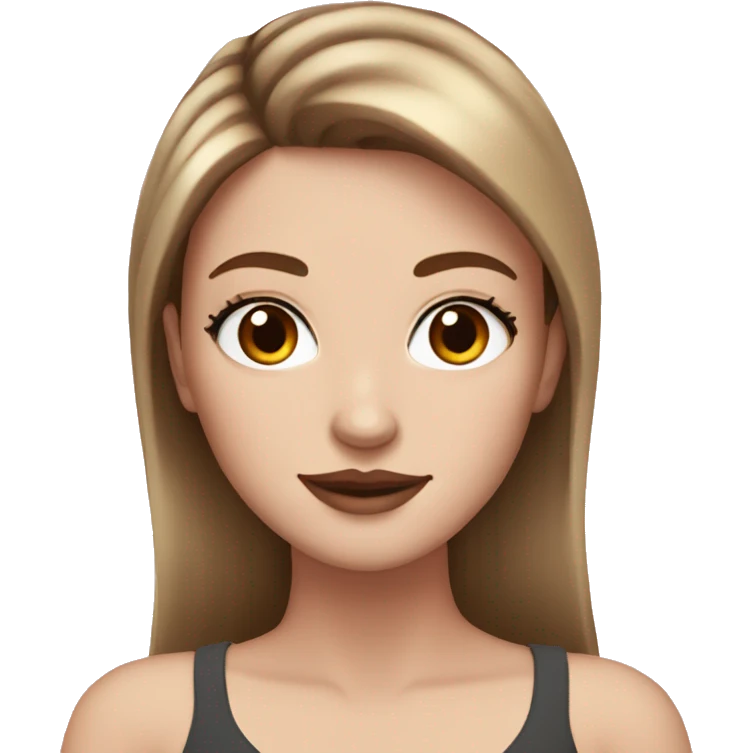White girl with brown ling hair with lashes and make up emoji