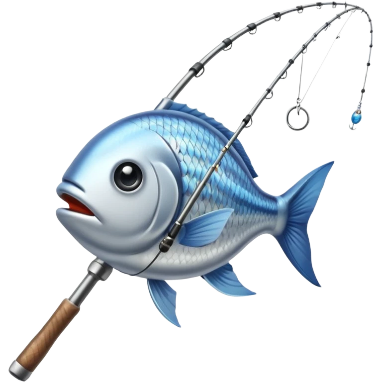 curve fishing rod with fish emoji