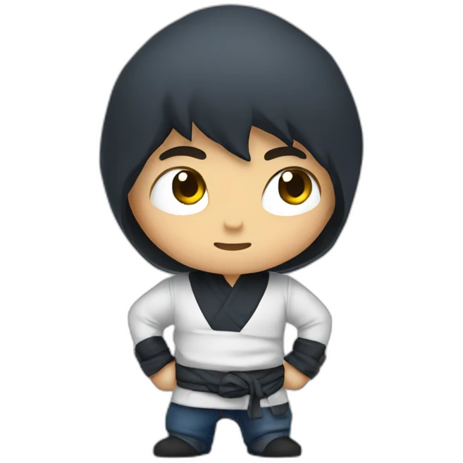 Ninja in jeans and white shirt  emoji