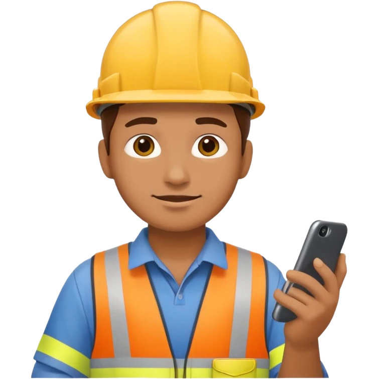 create an realistic emoji image of an construction worker typing on the phone emoji