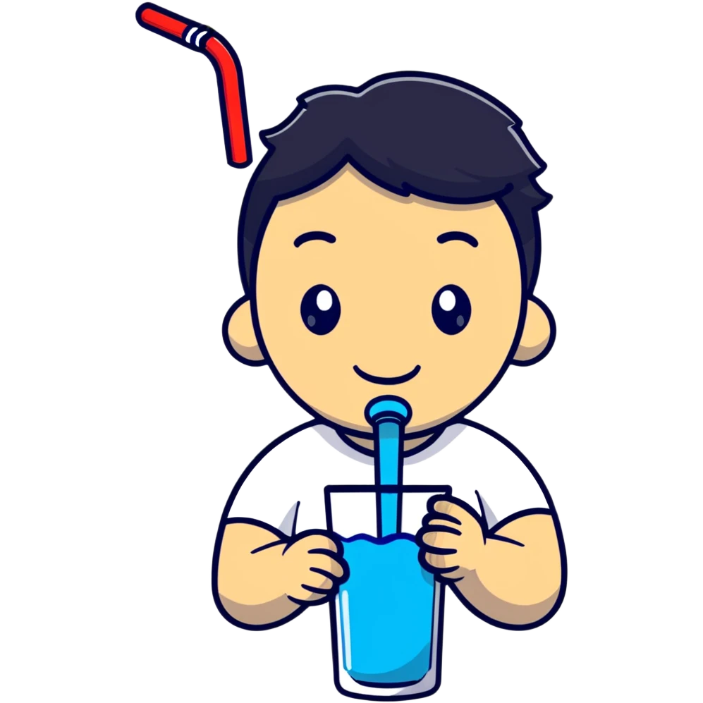 drinking water from glass with straw emoji