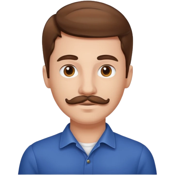 Mustache brown hair young emoji