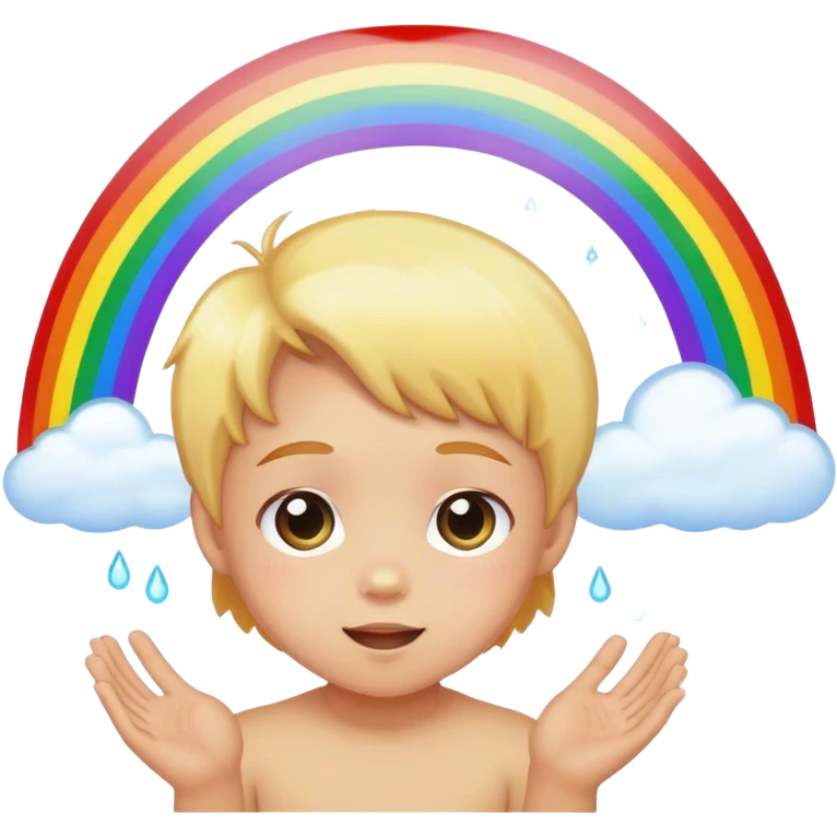 Child see a rainbow with magical delight emoji