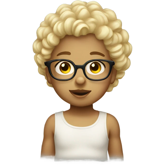 Blond and curly baby with glasss emoji