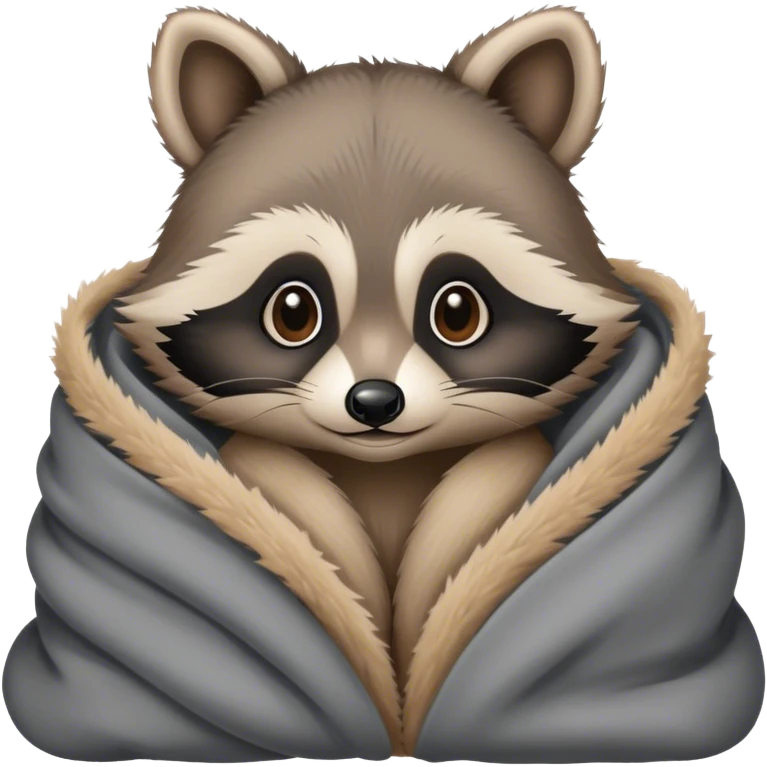 Baby raccoon cozy in a blanket  emoji