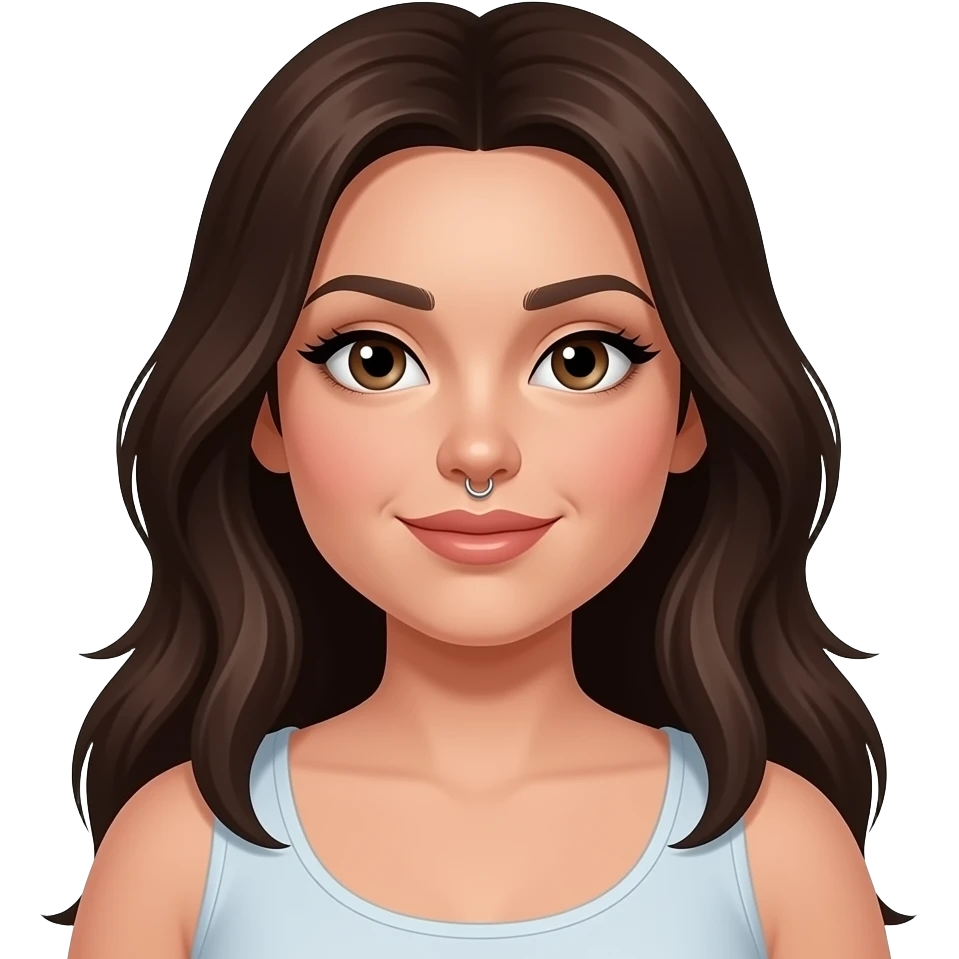 Brunette chubby white woman with nipple piercings emoji