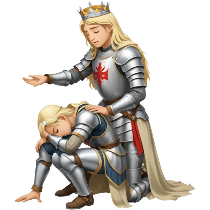 chevalier avec un genoux sur le sol comme pour saluer tete baise main baisse sa reine emoji