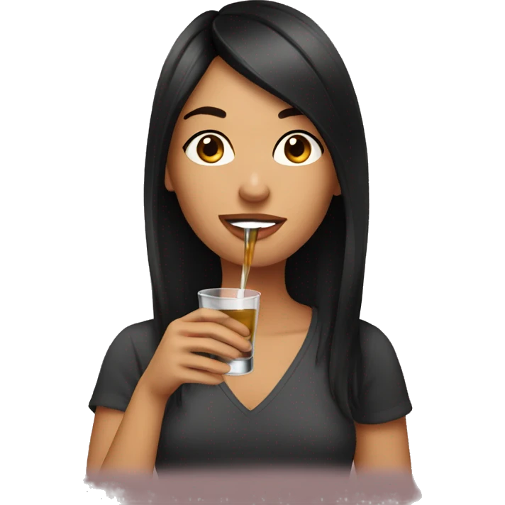 brunette drinking a shot emoji