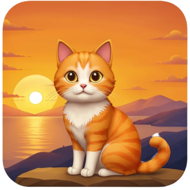 Cat Watching Sunset Scene emoji