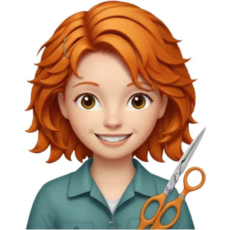 ginger girl whit a scissours in te hair emoji