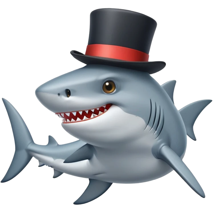 Shark with a top hat emoji