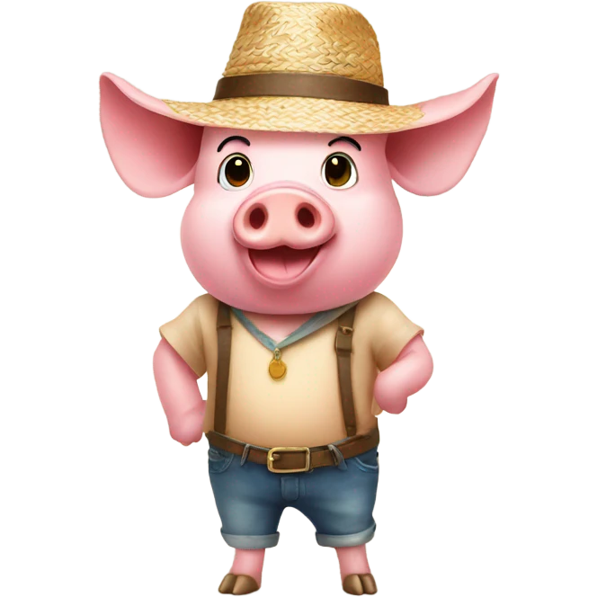Pig wearing straw hat emoji