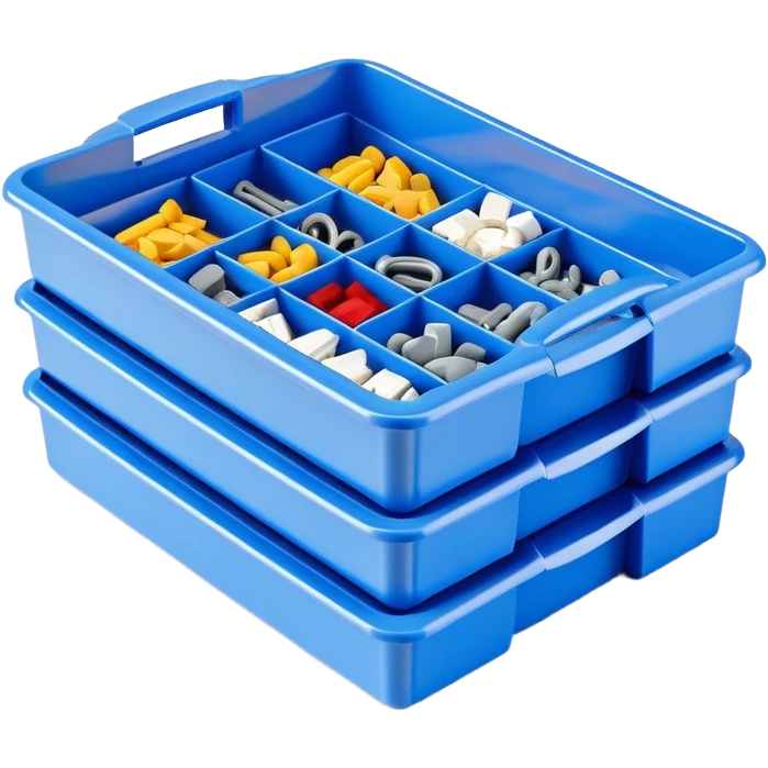 stackable plastic parts bin blue emoji
