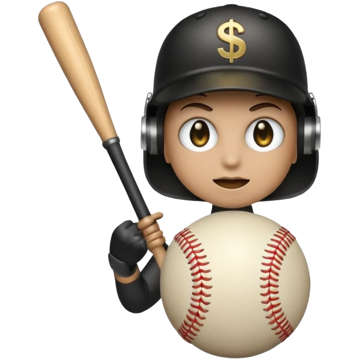 a Bomb emoji holding a baseball bat with money sign eyes emoji