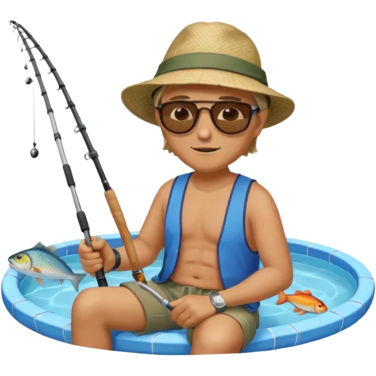 
man sitting fishing near the pool emoji