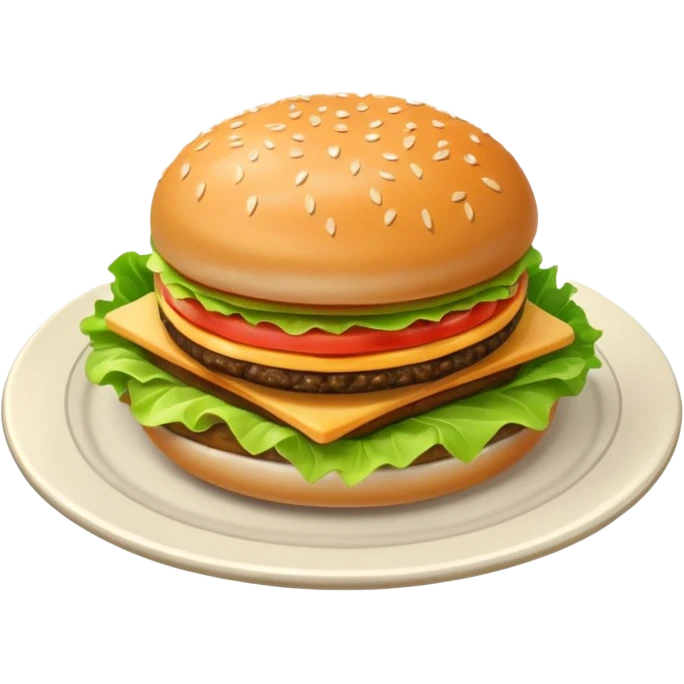 Draw a hamburger on a plate, isometric camera with high angle emoji
