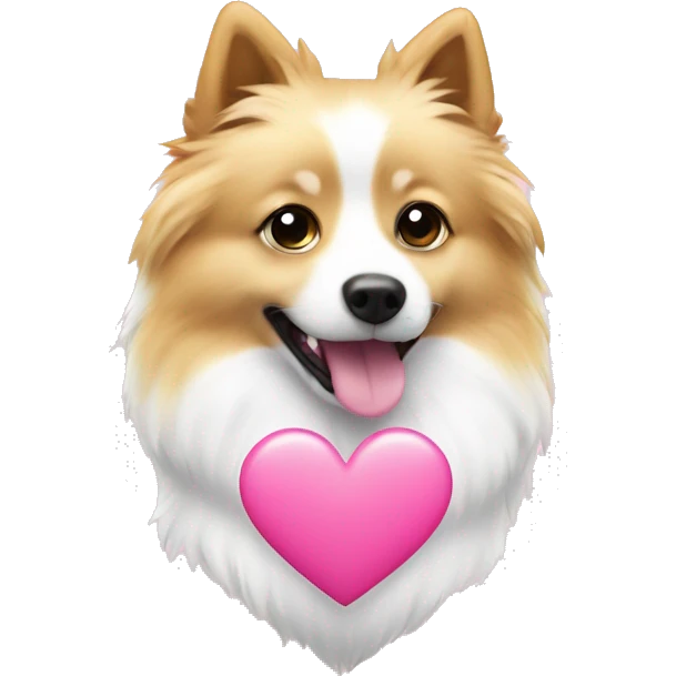 White and blonde spots spitz in a pink heart emoji