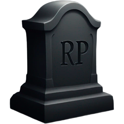 a black grave with the letters RIP emoji