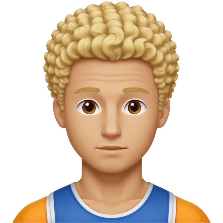 Athletic man with blond curly hair, straight on sides, thick neck, high top fade with no part, no shirt and show abs emoji