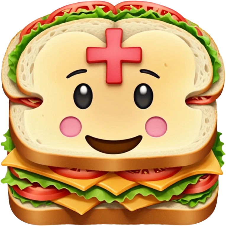 a sandwich with a cross emotji on it emoji