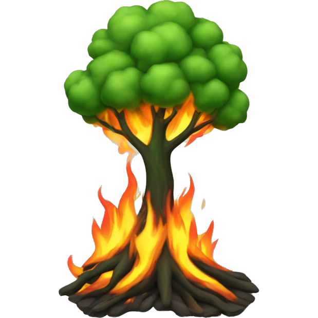 green tree on fire  emoji