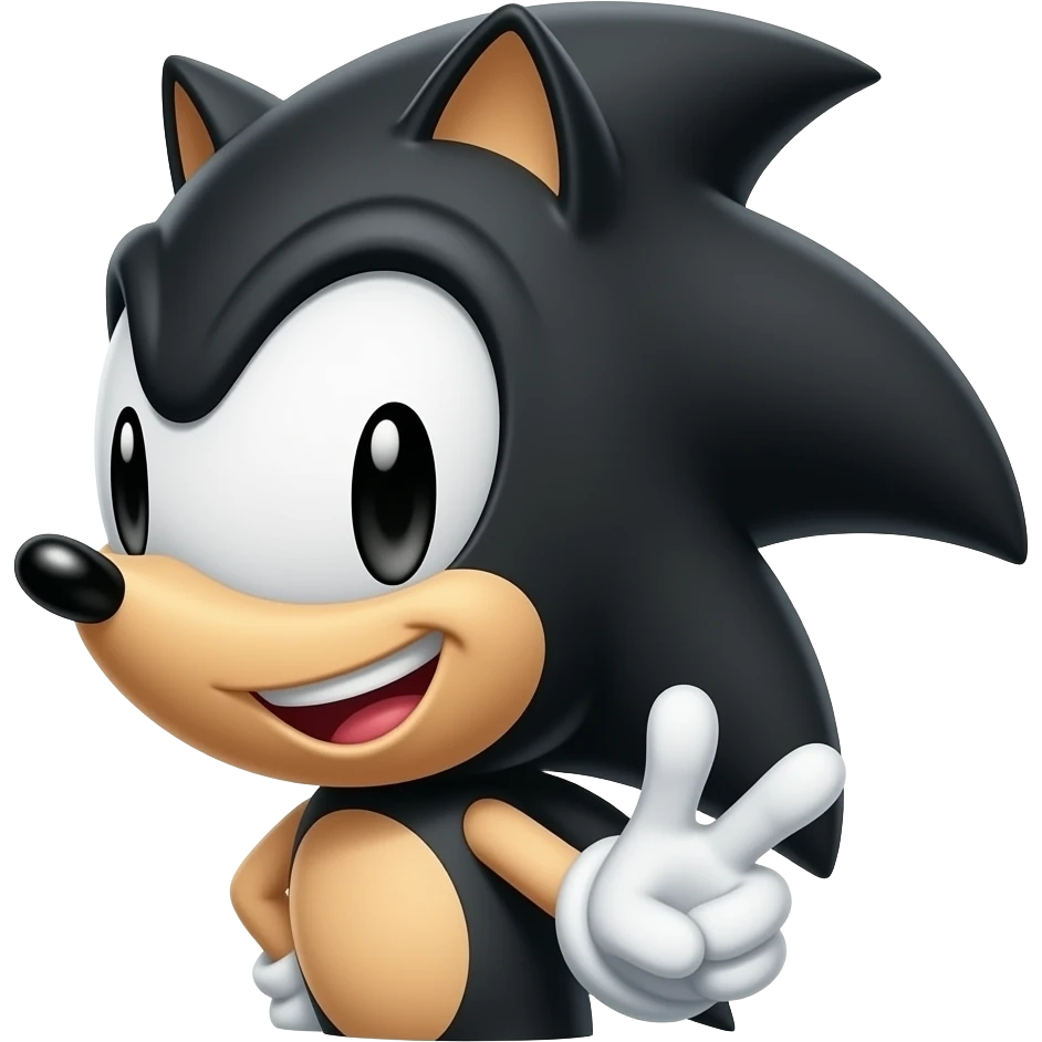 Black shadow the hedgehog is smiling with no pupils emoji