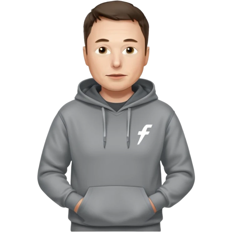 elon musk in gray hoodie full height emoji