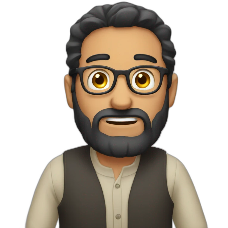 arab man with glasses and beard, black hair, shocked with both hand on sheeks emoji