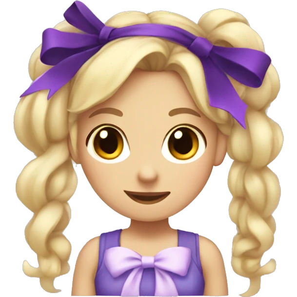 
A blode girl with pigtails and purple bows emoji