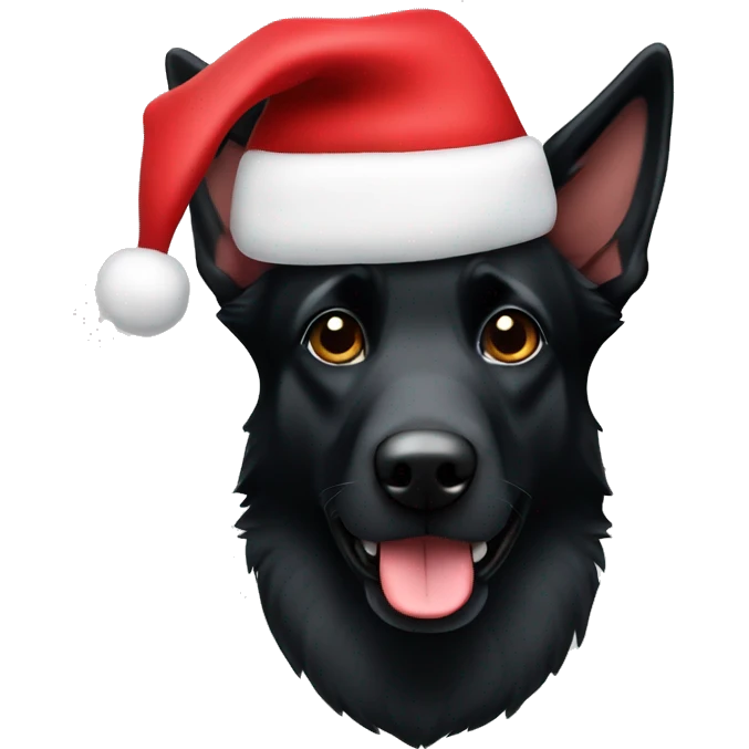 Black German Shepard Dog Santa hat emoji