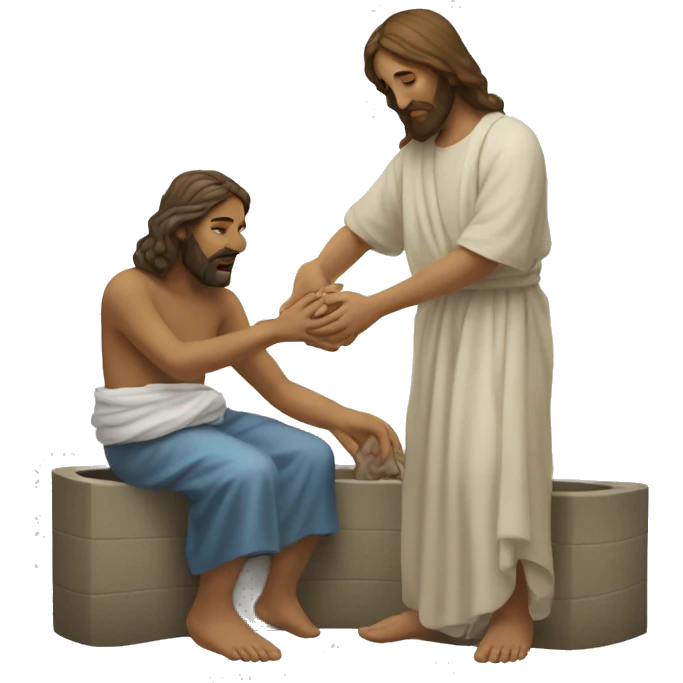 Jesus washing woman’s feet emoji