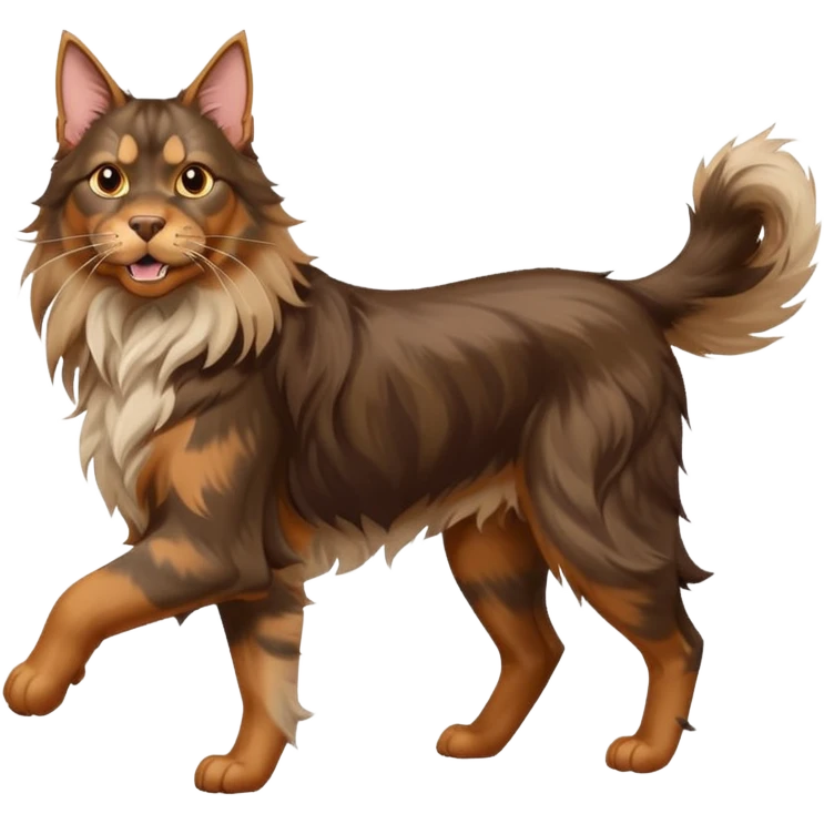 Maine Coon runs after Doberman emoji
