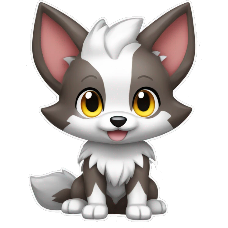 Kawaii Cool Chibi Poochyena-Rocruff-Lycanroc-Pokémon Full Body Detailed High Quality emoji