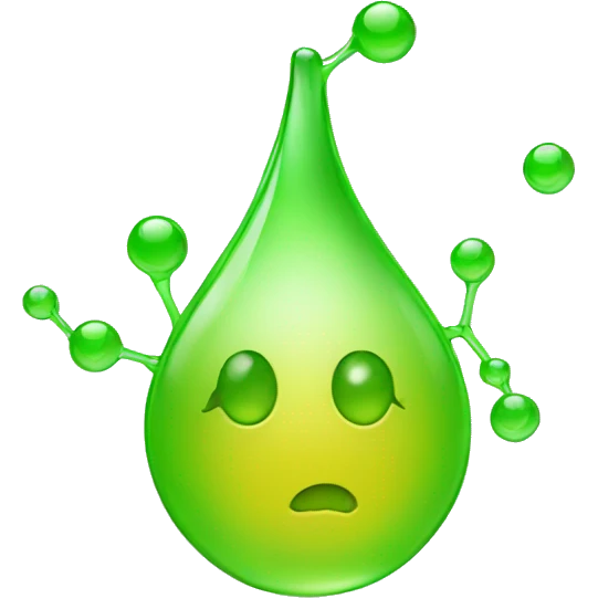 a droplet behind a molecule emoji
