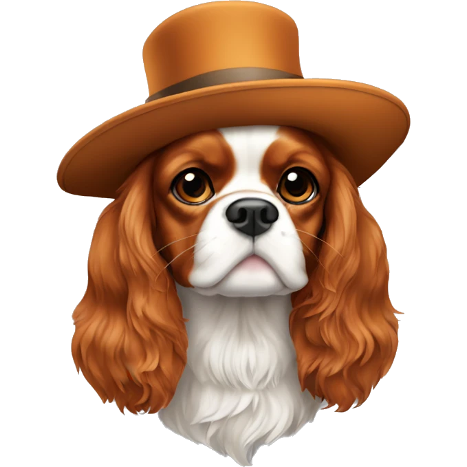 Un cavalier King Charles avec un chapeau haut de forme emoji