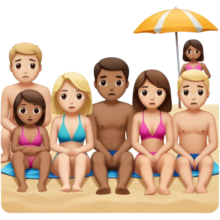 sad fat people sitting on a beach emoji