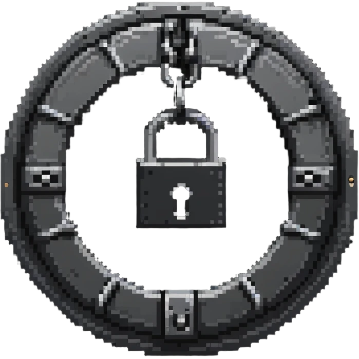 Chain and padlock securing a round submarine door or porthole emoji