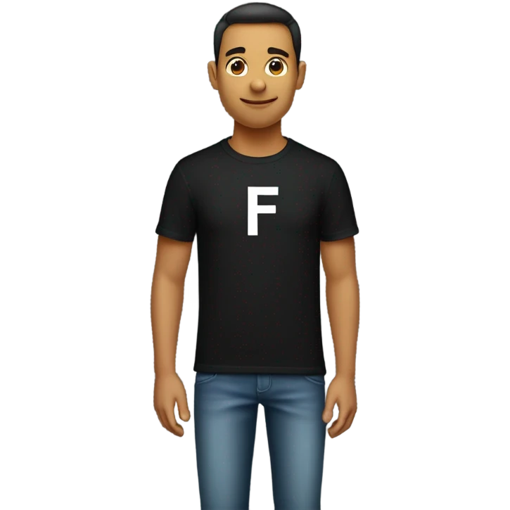 black t-shirt with the words "FF" on it it emoji