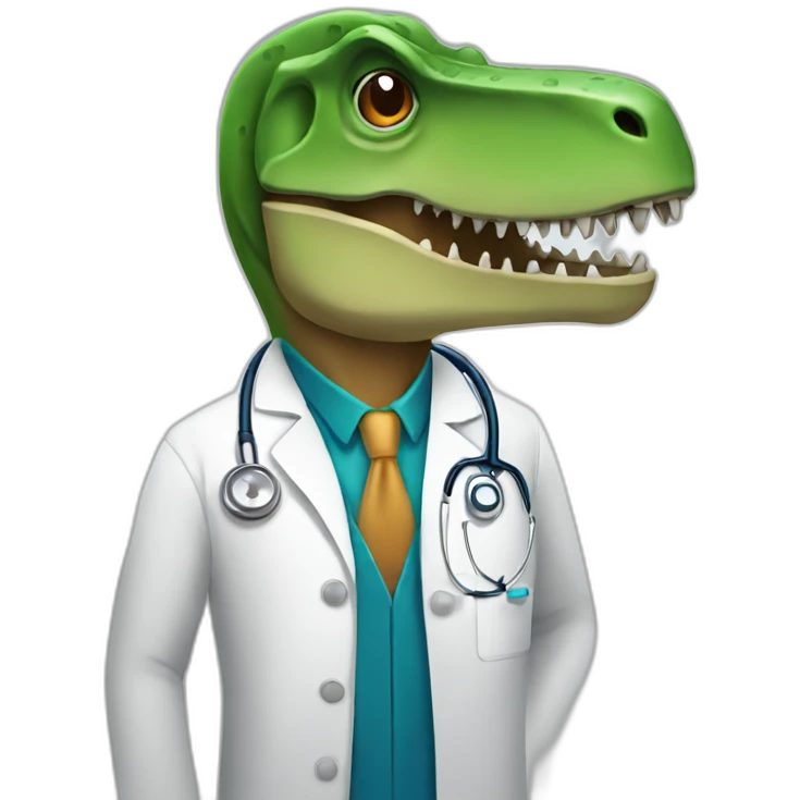 2D t-rex doctor emoji