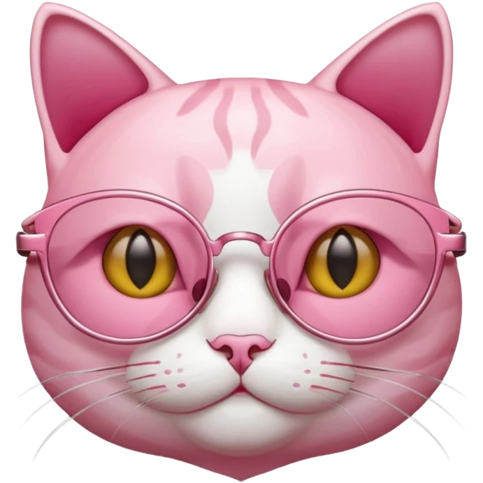 Rose pink glasses, cat type shaped. Negative: cat. emoji