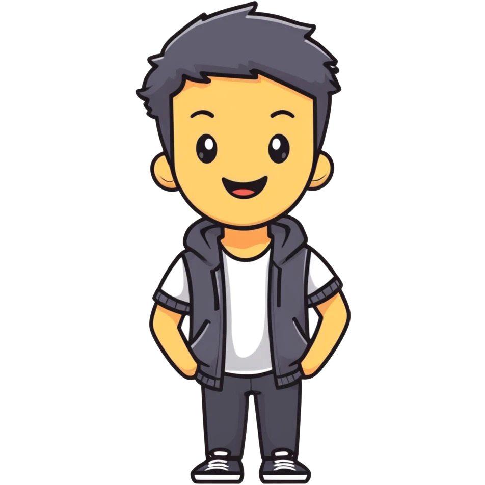 cheerful young man with casual style emoji