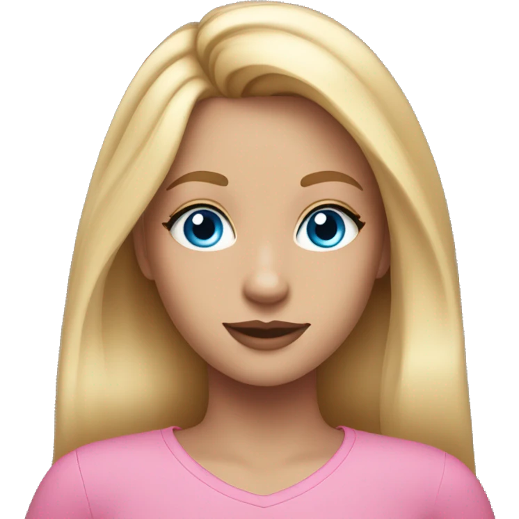 a girl with pretty makeup, long blonde hair, blue eyes and a pink shirt emoji