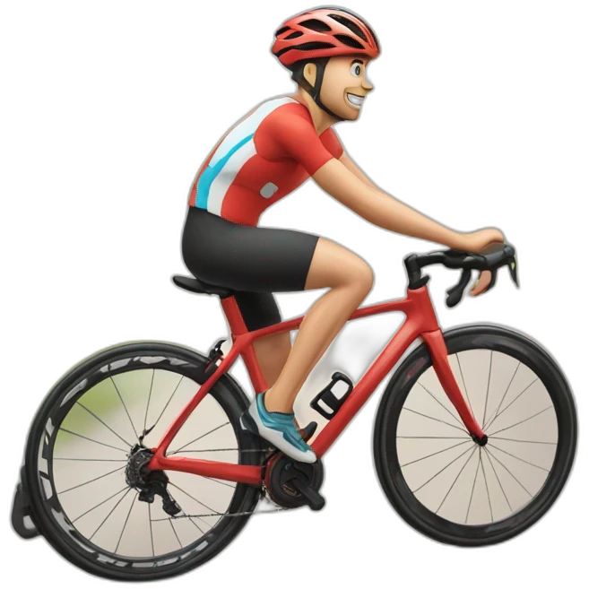 Triatleet met een blouw pakje op rode fiets emoji