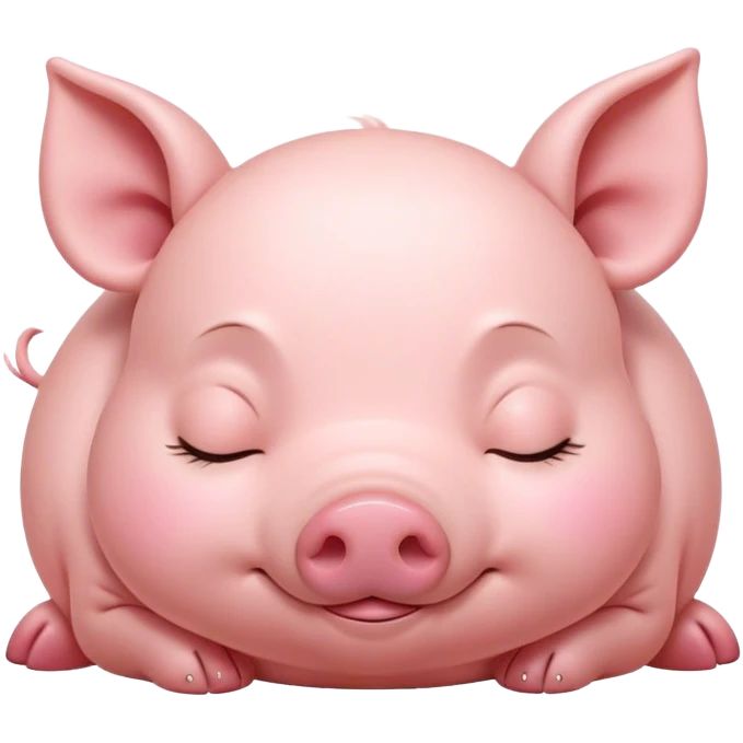 Meme-Worthy Cute Sleeping Piglet Portrait Emoji, Head resting peacefully with a contented smile, showcasing a delightfully tiny build and a luxuriously soft rosy-pink hide, eyes shut in a serene, restful nap, Simplified yet hilariously adorable features, highly detailed, glowing with a soft, drowsy light, high shine, relaxed and utterly lovable, stylized with an air of playful laziness, bright and heartwarming, soft glowing outline, capturing the essence of a comically sleepy piglet, so meme-worthy it feels like it could instantly become the next viral sensation of adorable slumber! emoji
