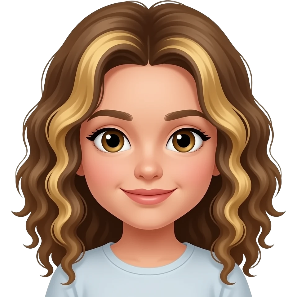 Menina cabelo cacheado 2B mechas loiras emoji