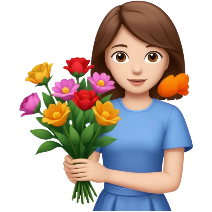 throwing bouquet by girl with b down hair emoji