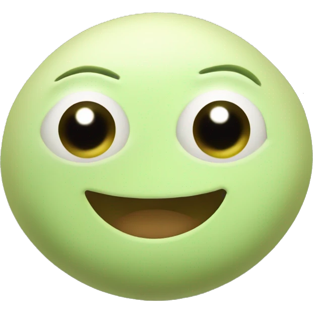 Light green small round plump dumpling, three eyes on it, with a small simple smiling mouth  emoji