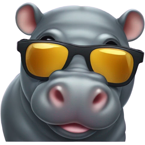 Pygmy hippo with sunglasses emoji