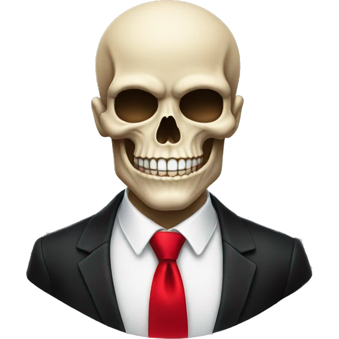 Smile Skull emoji wearing black formal wear with red tie   emoji